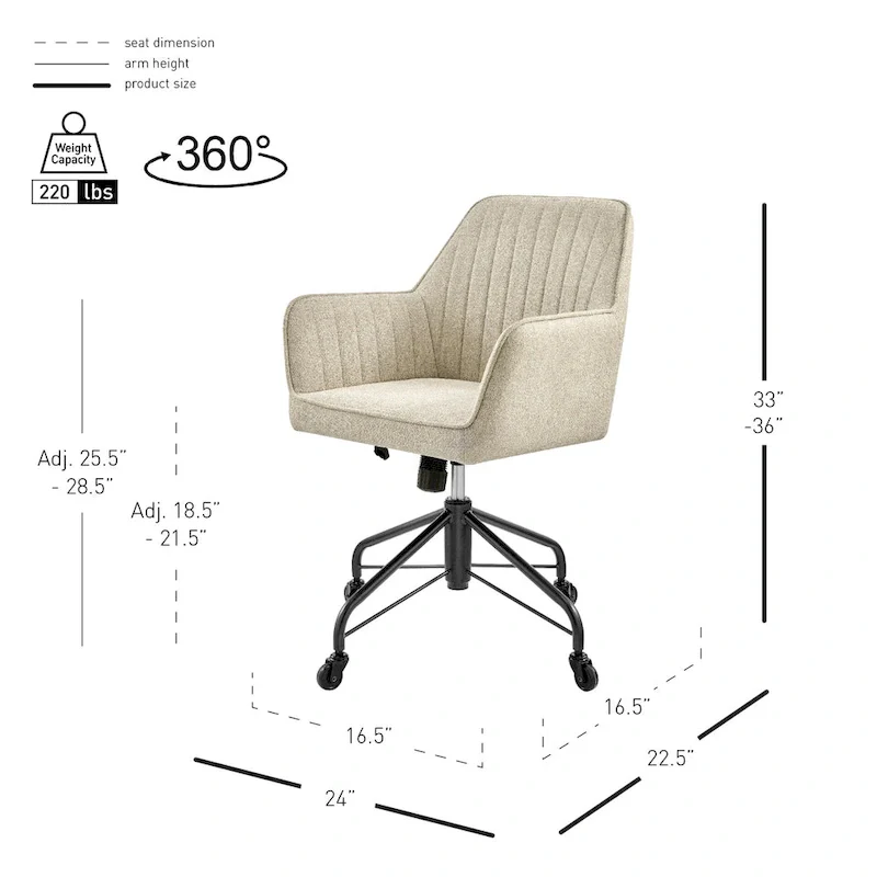 Swivel Office Chair with Adjustable Height and Caster Wheels