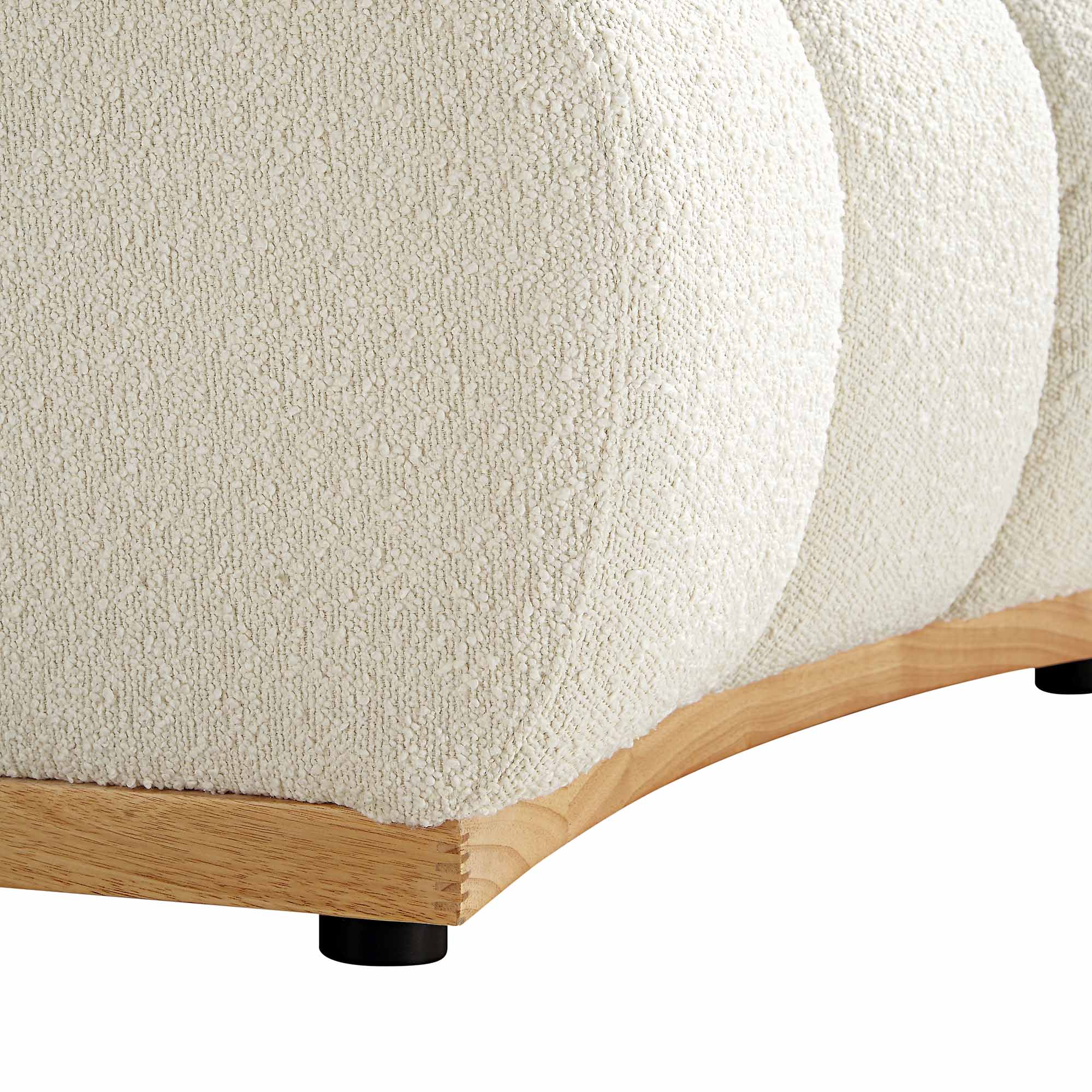 Ecru Boucle Sectional Sofa, 1-Seater Curved Sofa