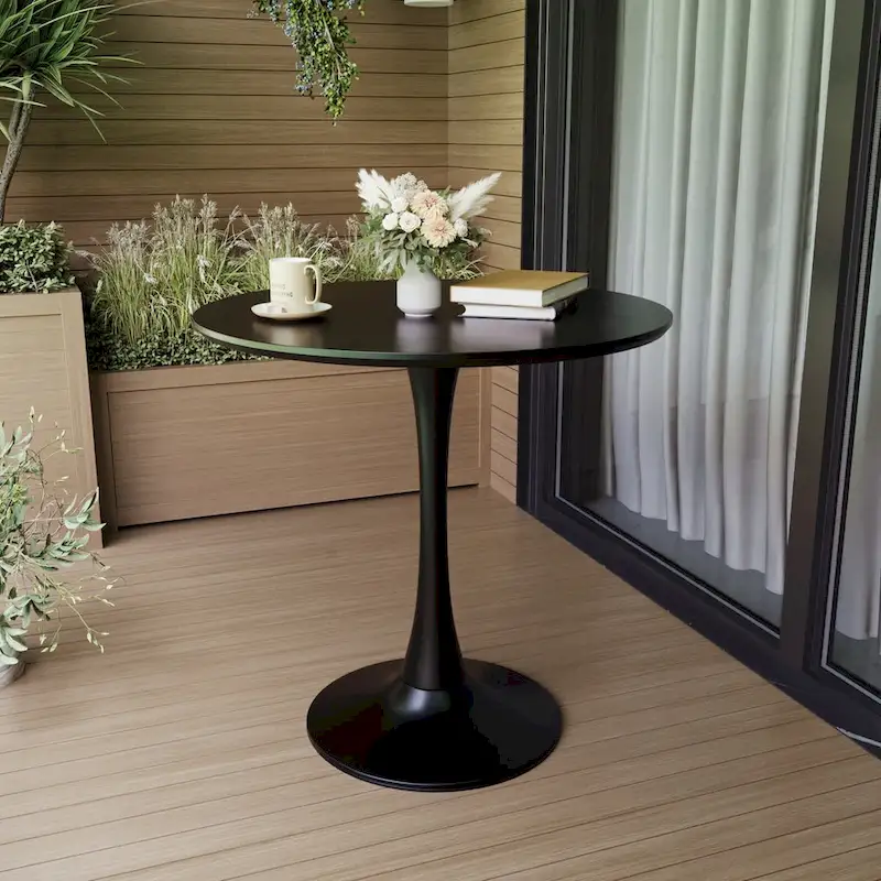Round Dining Table, 31.5  Tulip Table Kitchen Dining Table 2-4 People with MDF Table Top & Pedestal Base, End Table