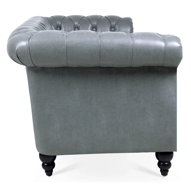 Upholstered Rolled Arm Chesterfield 3-Seater Sofa