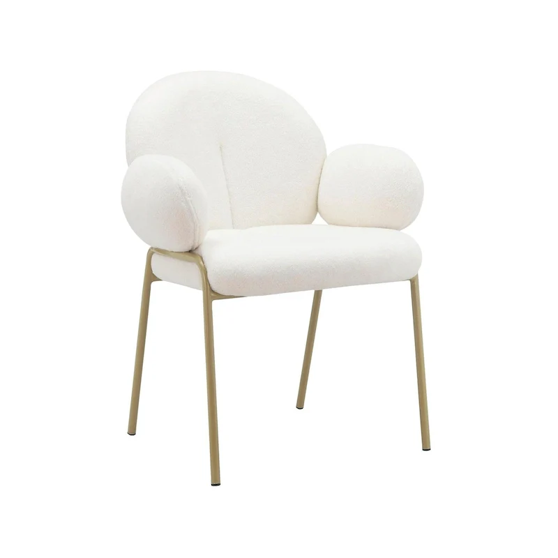Off White Teddy & Gray Velvet Upholstered Dining Chair, Set of 2