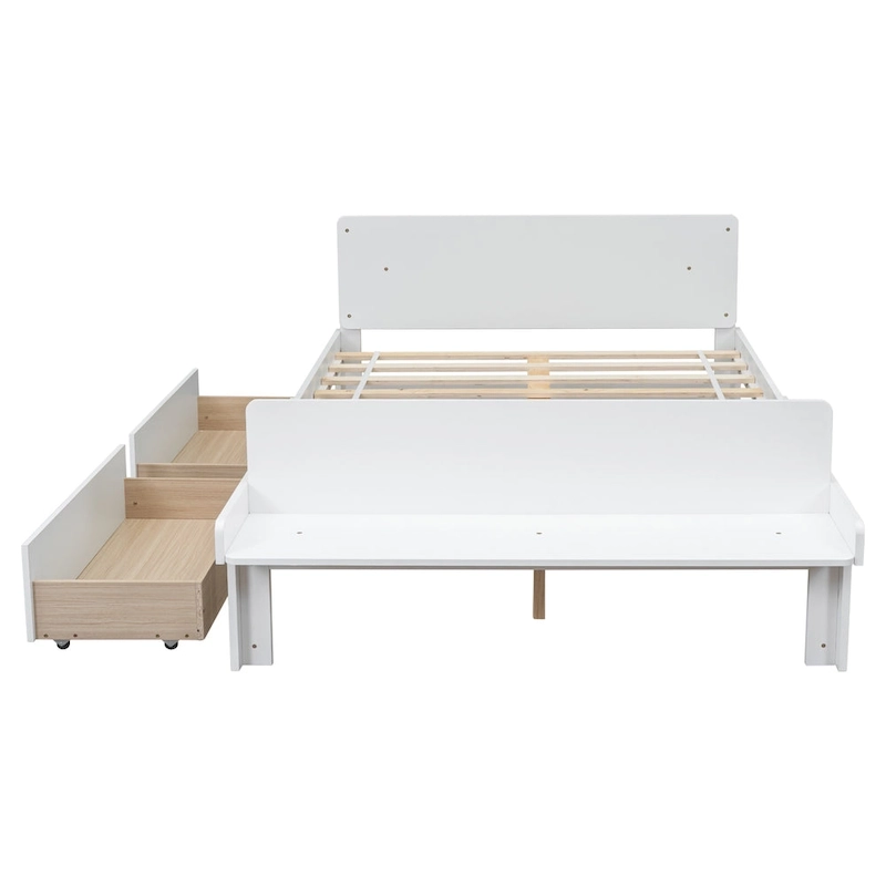 Full Bed with Footboard Bench,2 drawers