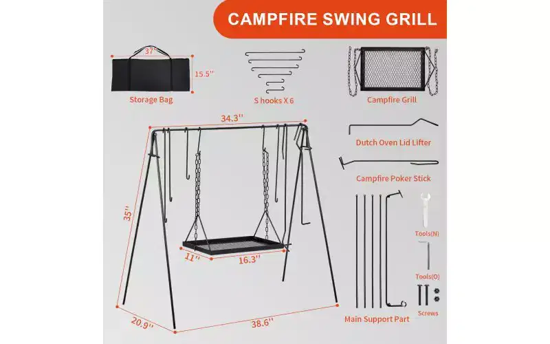 Karl Home Portable Cookware Hanging Rack Outdoor Camping Bonfire