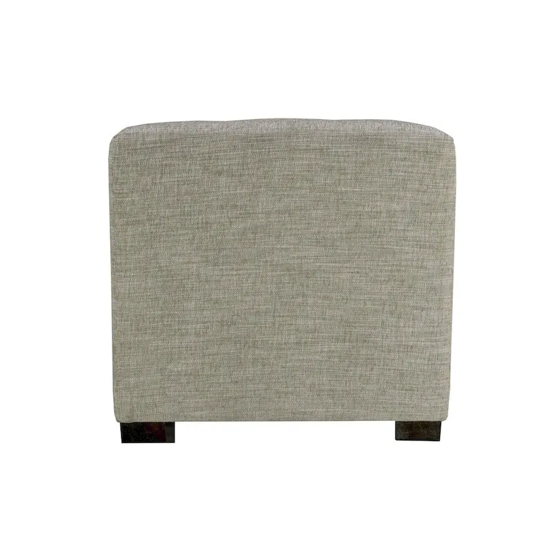 Square Button-Tufted Cotton Ottoman – Espresso / Grey / Aqua, Wood Legs, Single