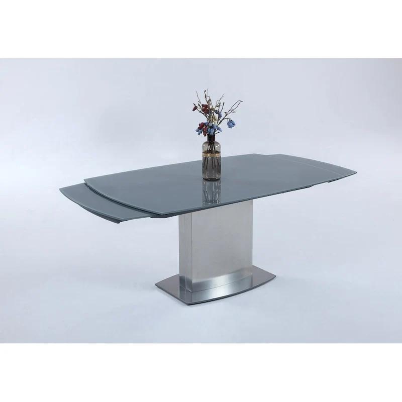 Somette Maya Dining Table with Glass Top - Grey/Silver