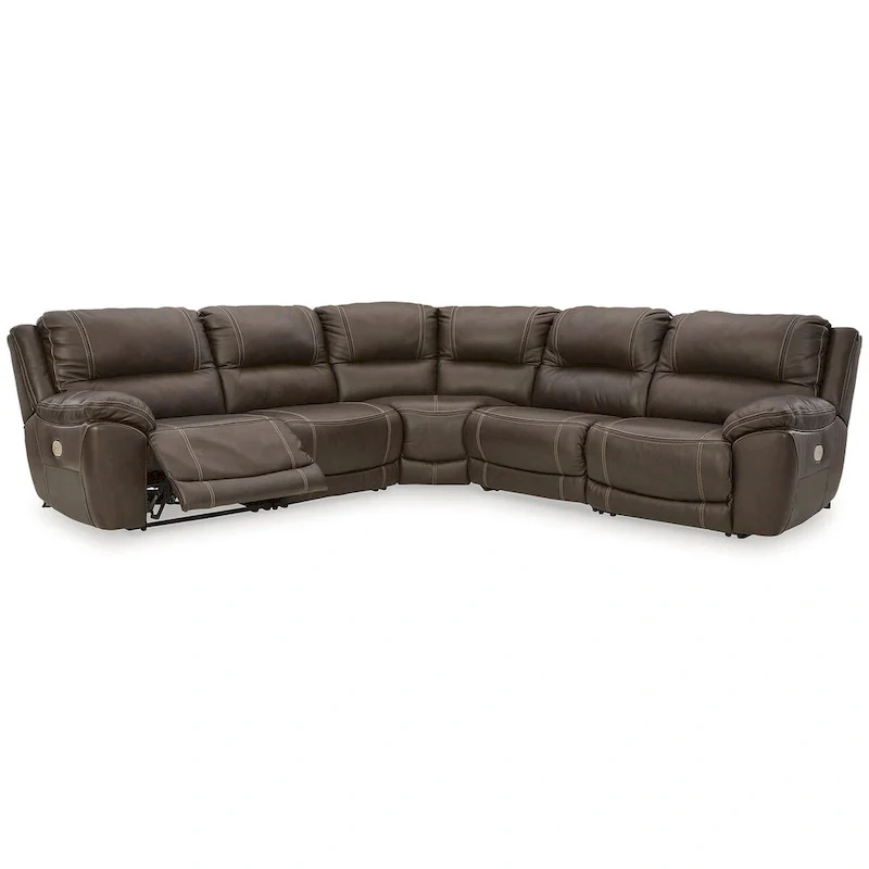 Signature Design by Ashley Dunleith Brown 5-Piece Power Reclining Sectional - 123W x 123D x 43H
