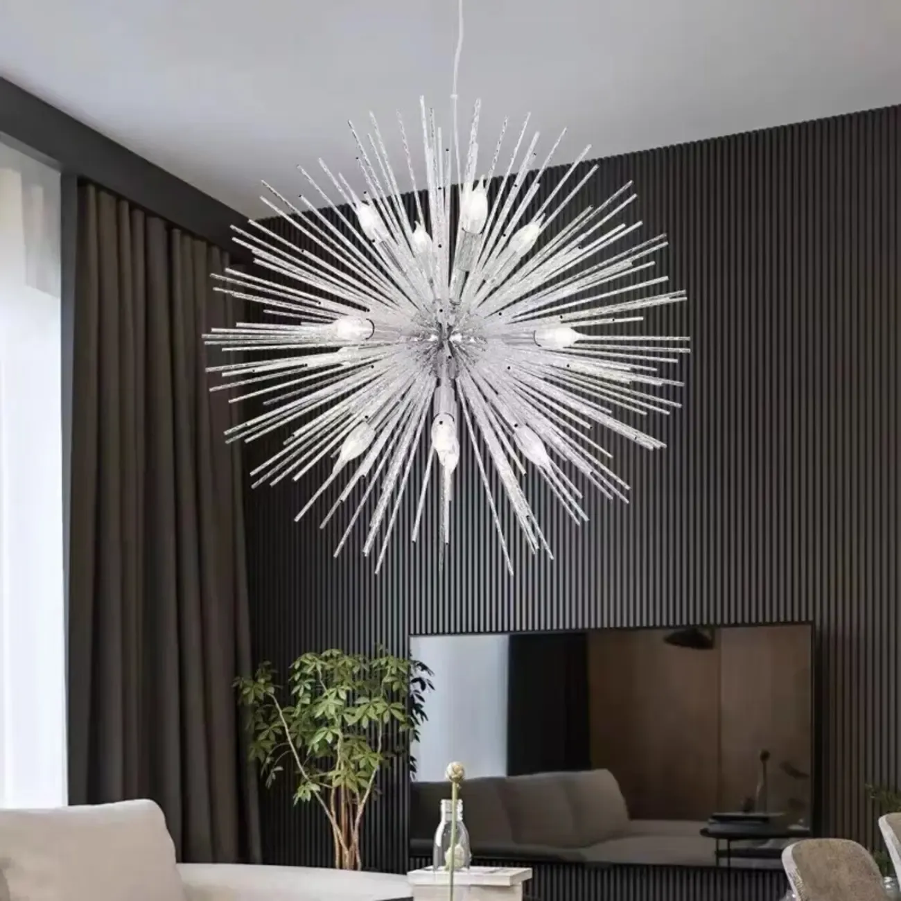 Modern Starburst Aluminum Chandelier for Dining Room Decor
