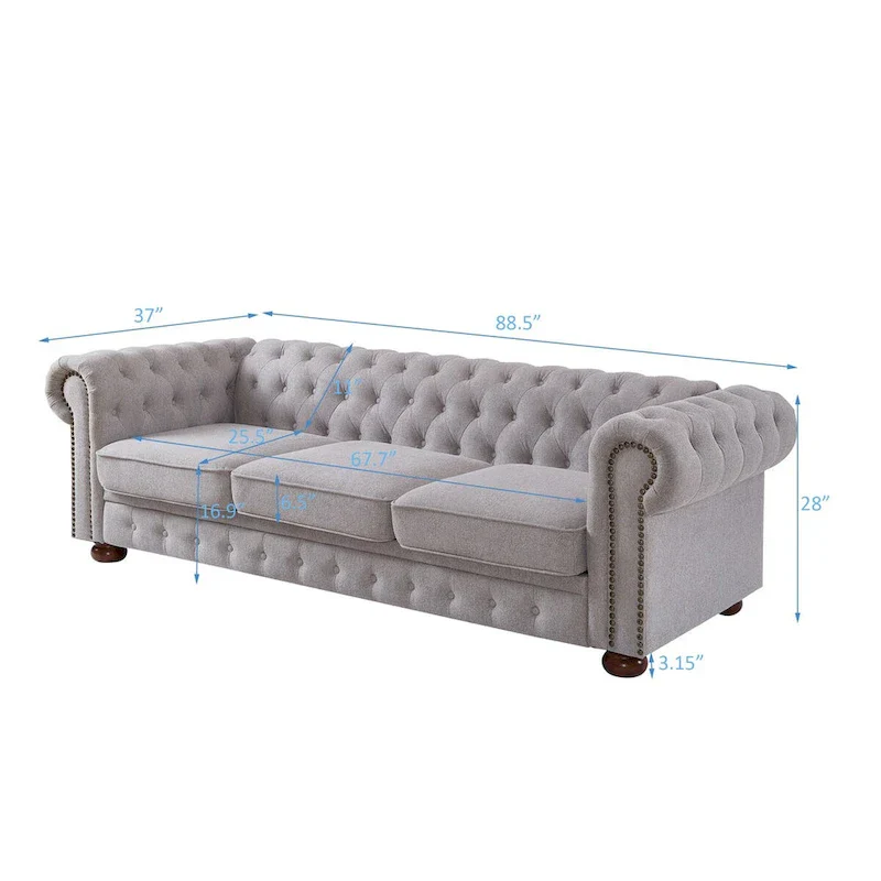 Chesterfield Linen Fabric Sofa