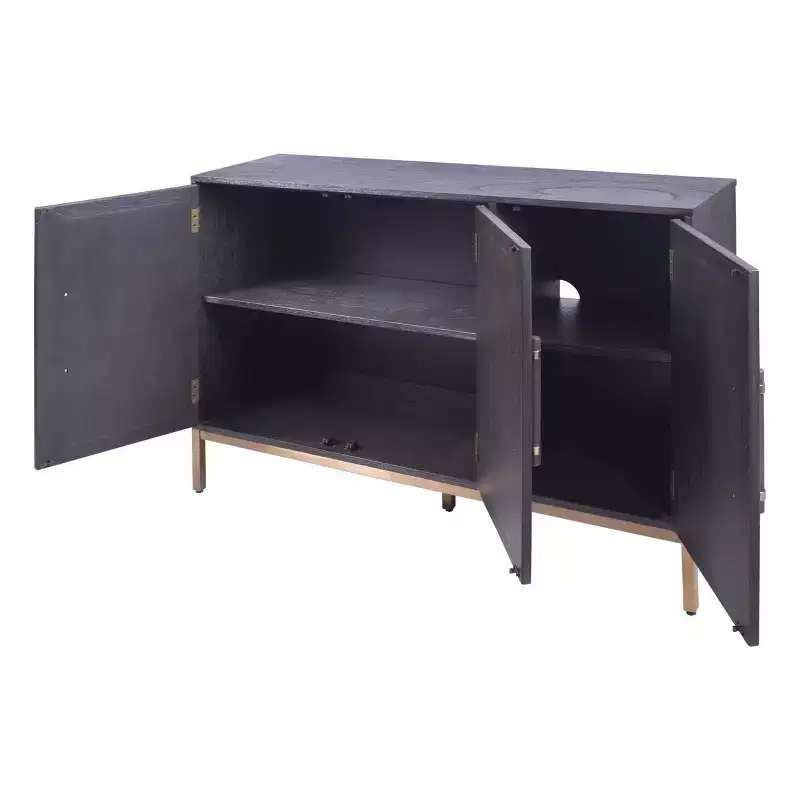 Sophia 3 Door Cabinet Antique Black - Hopper Studio: Stained Wood Veneer, Adjustable Shelves, Modern Style