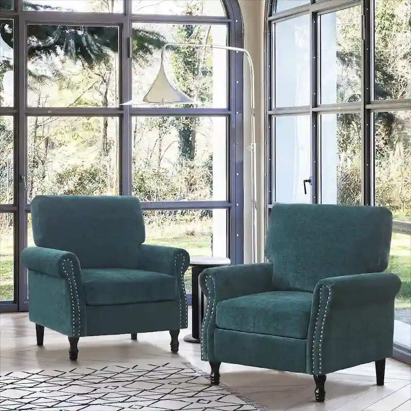 Modern Upholstered Armchair Nailhead Trim Accent Chair (Set of 2)