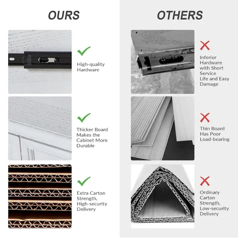 Distressed Farmhouse 3-Drawer Nightstand with Charging Station