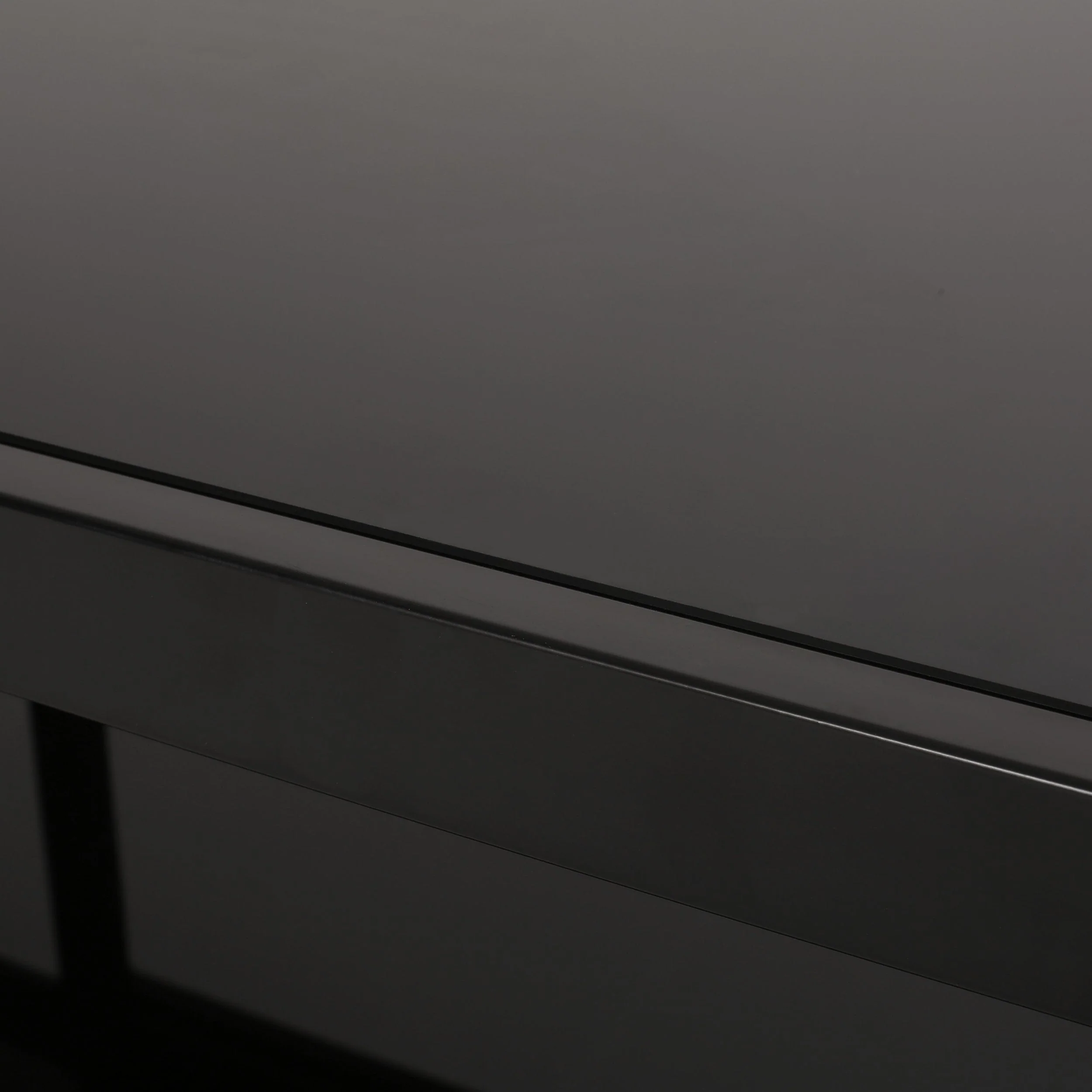 Modern Glass Top Coffee Table with Shelf, Black - NH226413