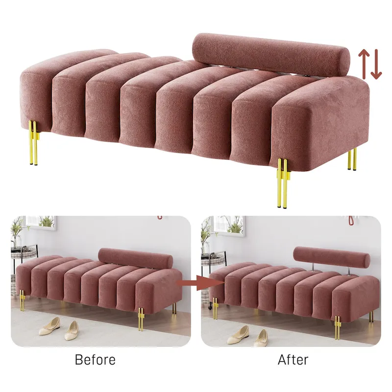 Ouyessir 52.2 Modern Channel Tufted Window Bench with Adjustable Back