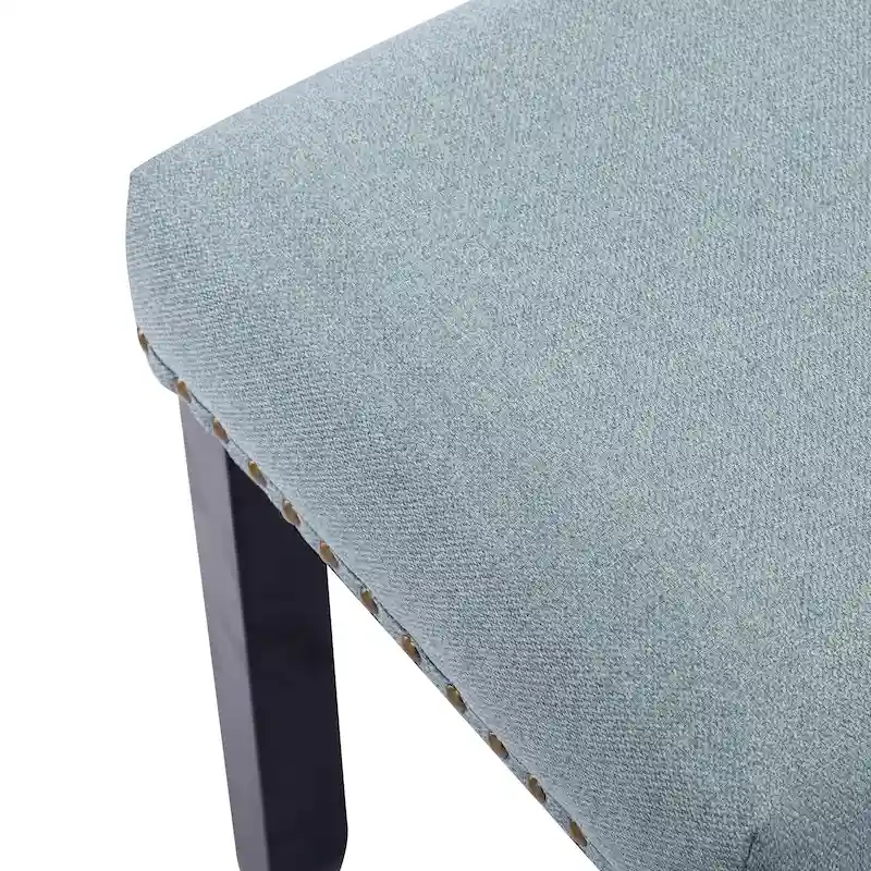 Modern 44 L Nailhead Trim Upholstered Bench with Wood Legs