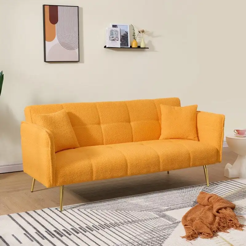 79.92  Teddy Velvet Upholstered Sofa Bed with Adjustable Back and Armrests