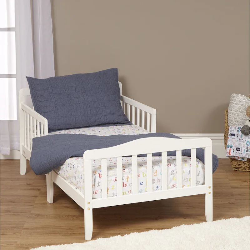 Natural / Black / White / Navy Blue Toddler Bed, Low-Profile Style, for 1 Child