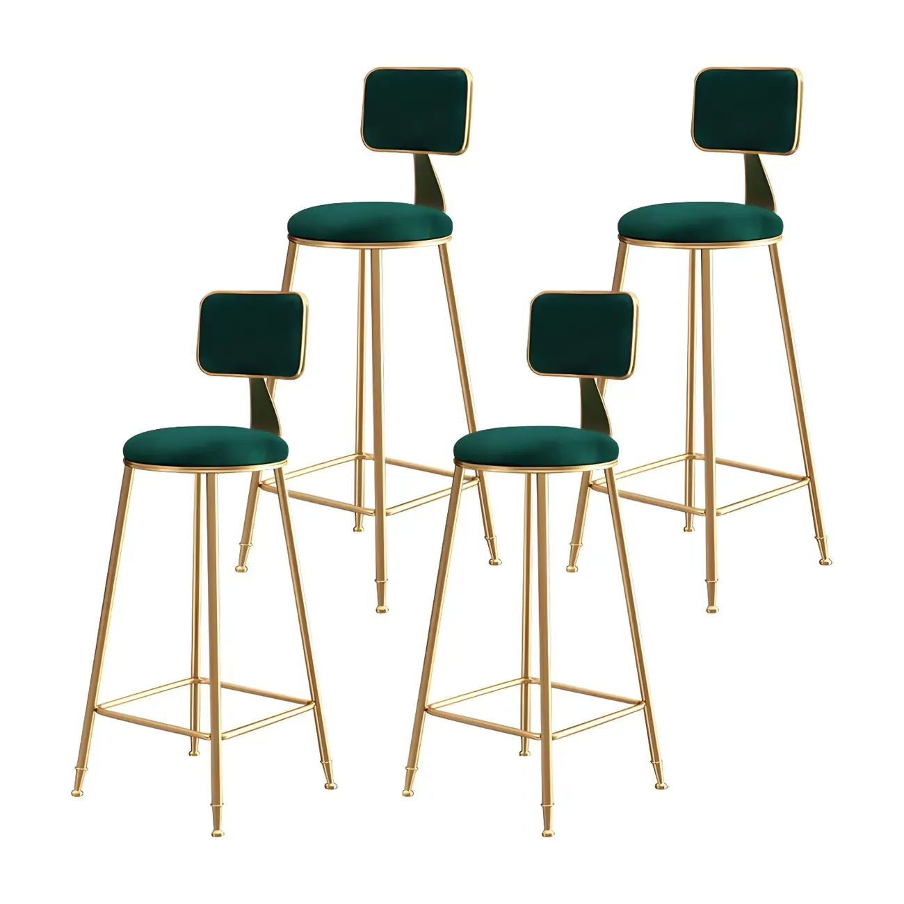 Round Velvet Upholstered Counter Bar Stools