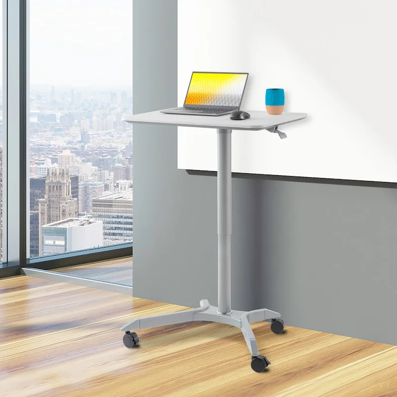 Espresso / White Pneumatic Sit-Stand Mobile Desk, Single User