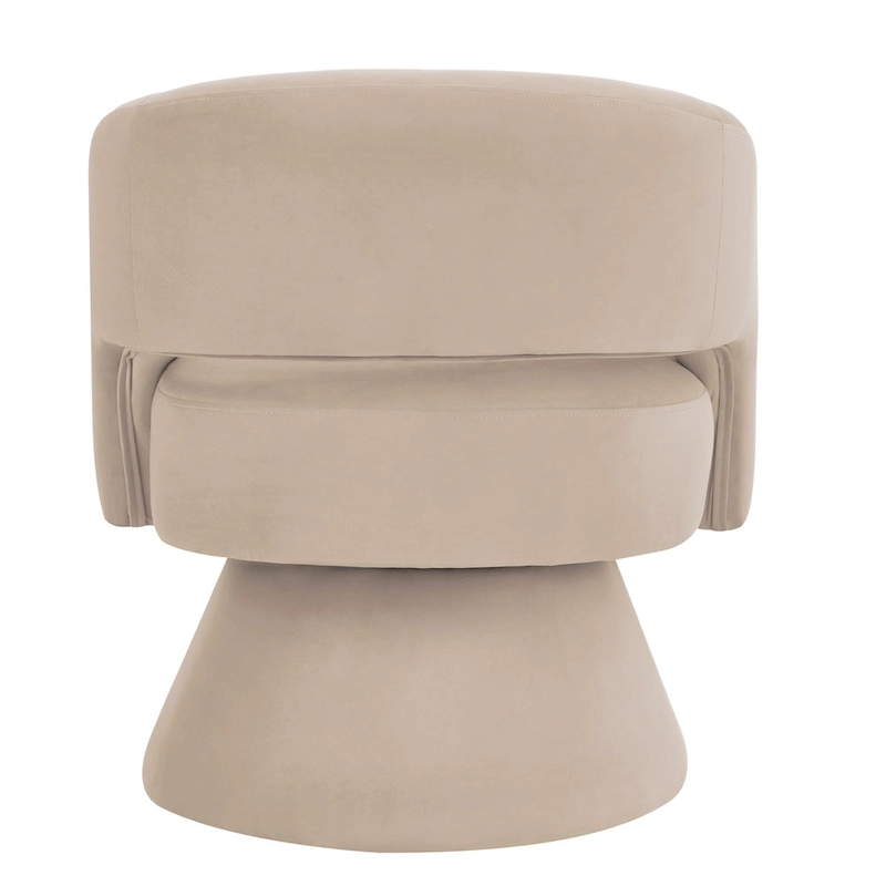 Modern Swivel Barrel Chair, Upholstered Velvet Round Accent Chairs,360 Degree Comfy Swivel Chair with Open Backrest