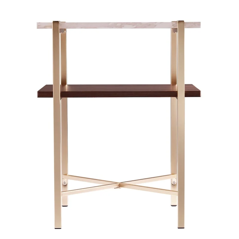 Square Faux Marble Side Table with Storage
