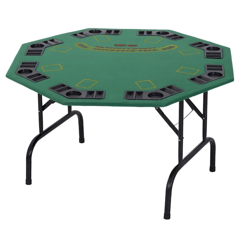 Soozier 48 8 Person Octagonal Foldable Poker Table with Cup Holders