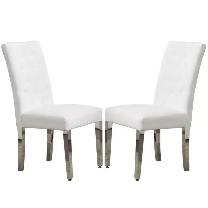 CLIHOME Set of 2 Modern Dining Chairs with Plush Velvet Upholstery, Sturdy Stainless Steel Legs & S-Shaped Springs - Ergonomic Support