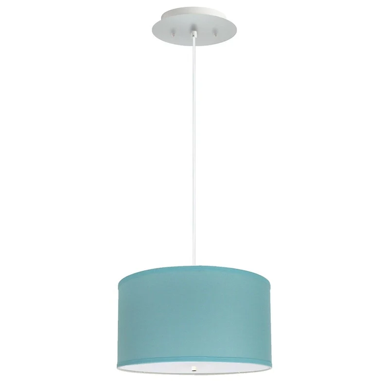 14  W 2 Light Pendant Island Paridise Blue Shade with Diffuser, White Cord