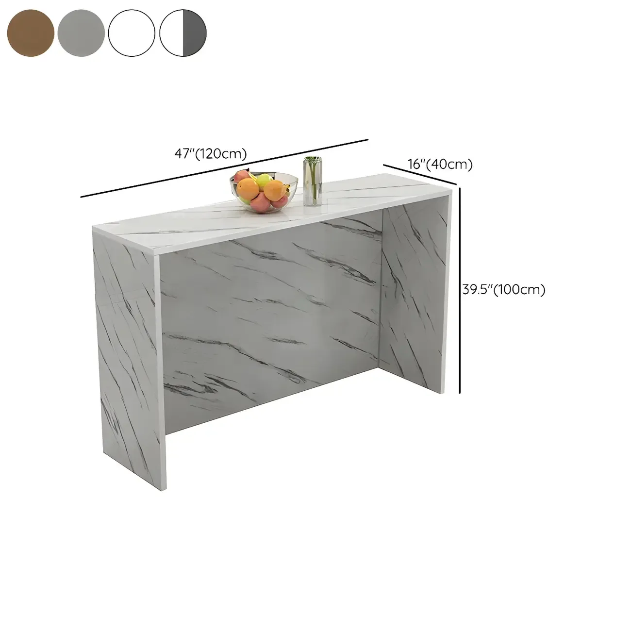 Living Room White Rectangular Wood Long Bar Table