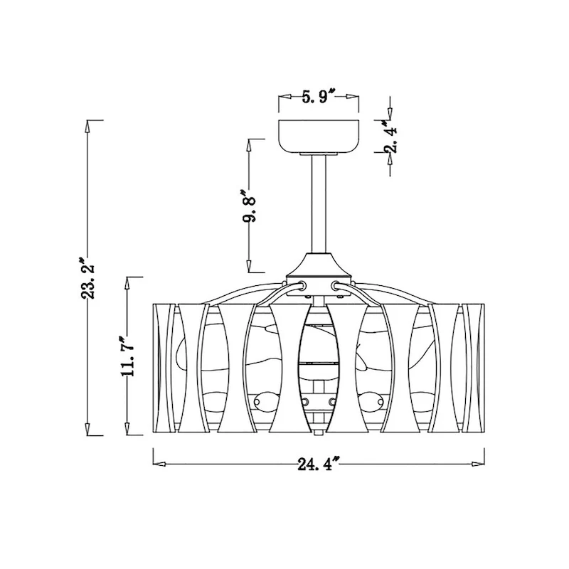 Avani 24-inch Silver and Faux Wood Grain 6 Lights 3 Blades Lighted Ceiling Fan with Remote