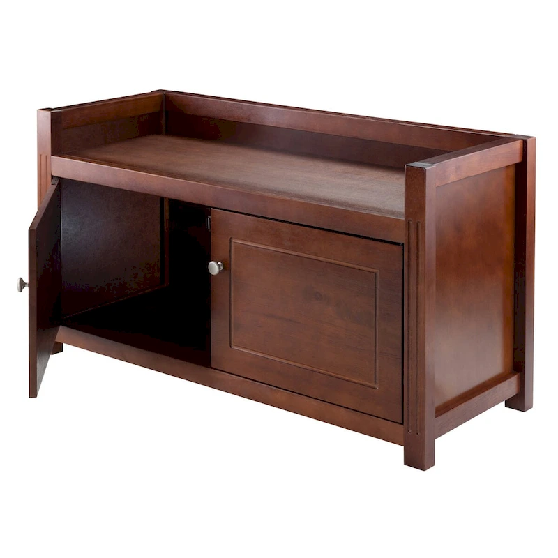 Charleston Storage Bench, Walnut - 39.76 x 15.35 x 21.65 inches