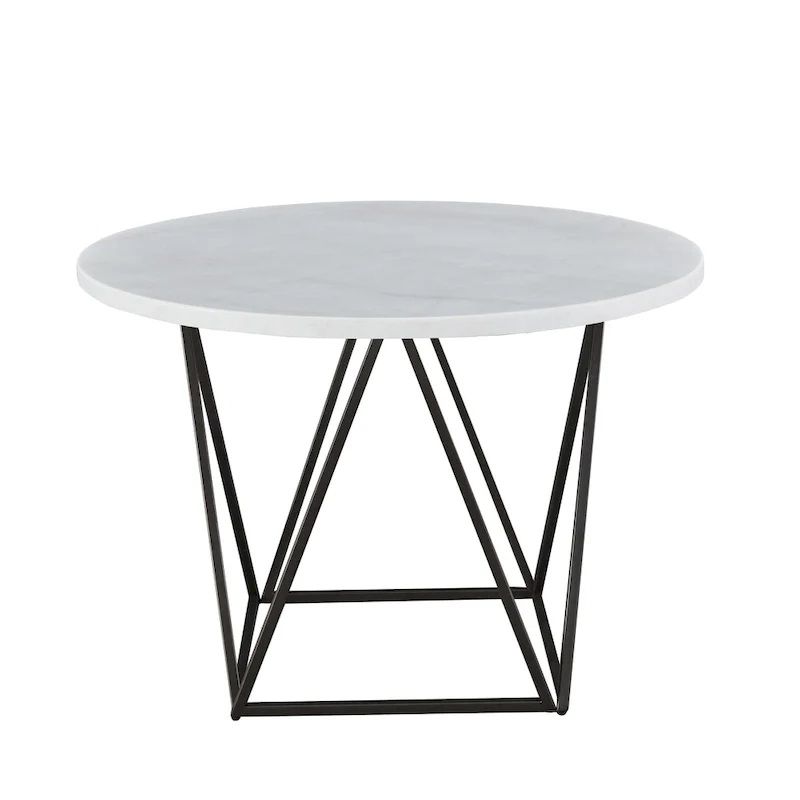 White Marble Top Round Dining Table with Iron Base