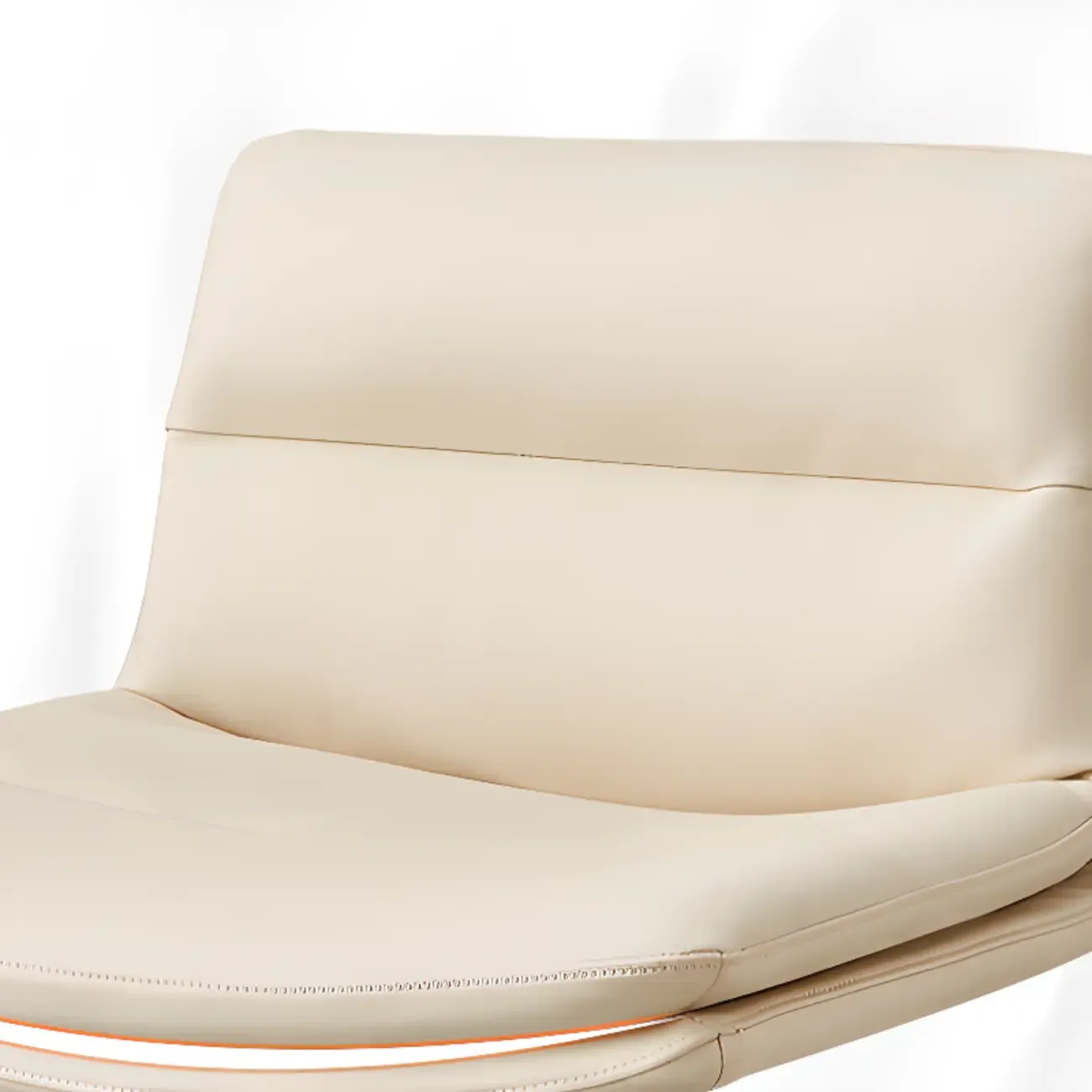 Beige Leather Armless Swivel Wide Office Chair