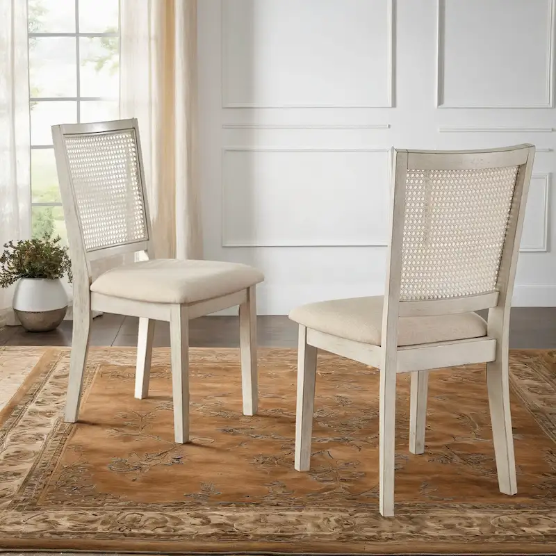 Rattan Back Dining Chair, Set of 2 (Antique Style)