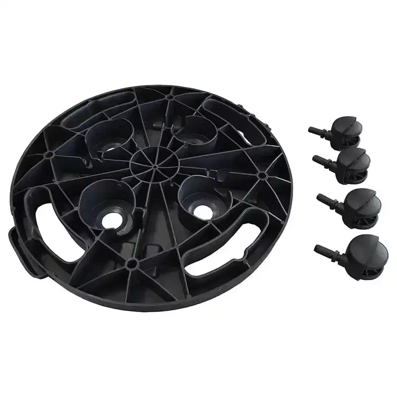 vidaXL Plant Trolley Set of 5 Black Polypropylene Medium Stackable