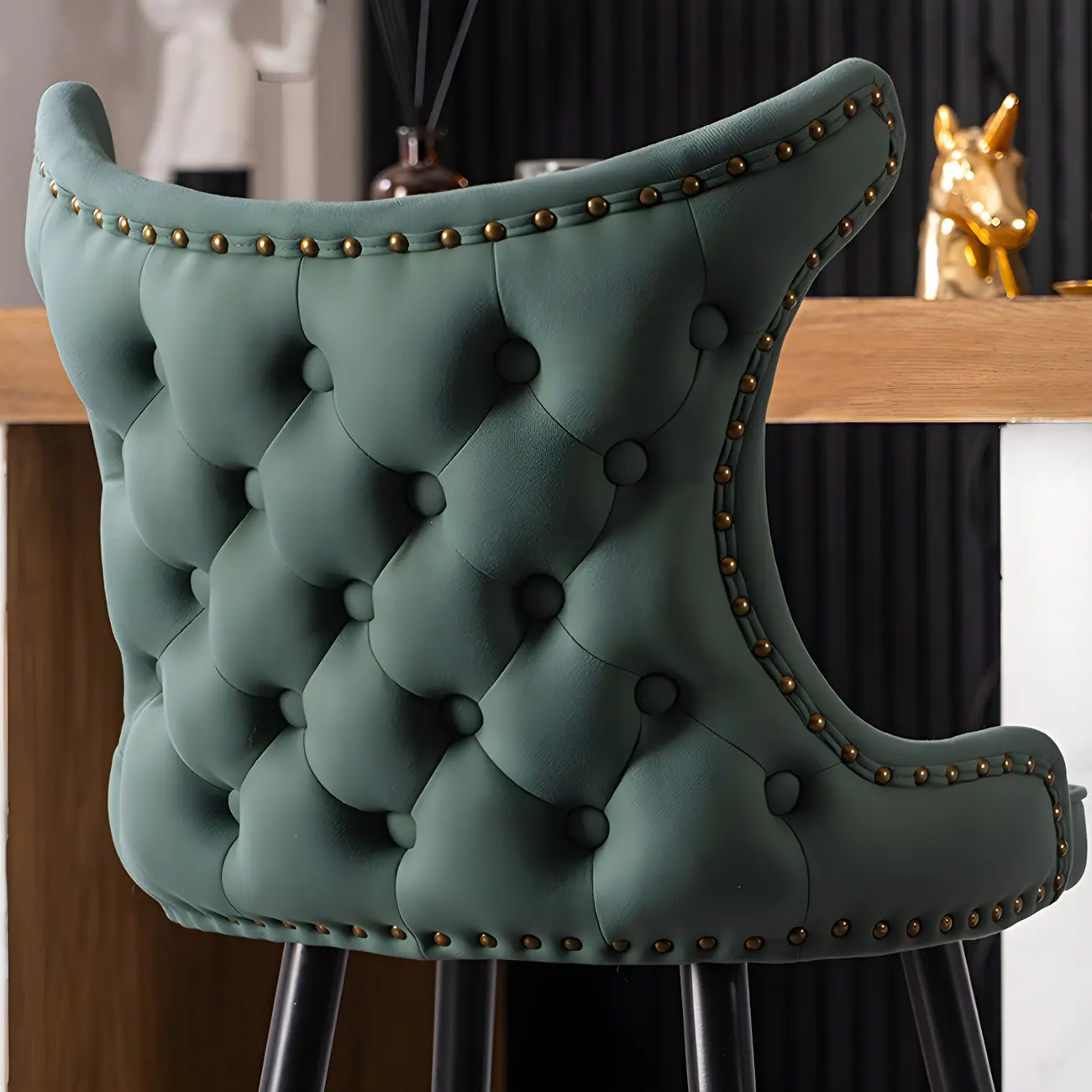 Velvet Upholstered Wingback Counter Height Bar Stools