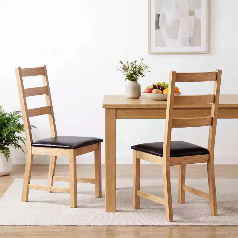 Costway Dining Chairs Set of 2/4 with Hollowed Backrest, Padded Seat, Rubber Wood Legs Natural & Black