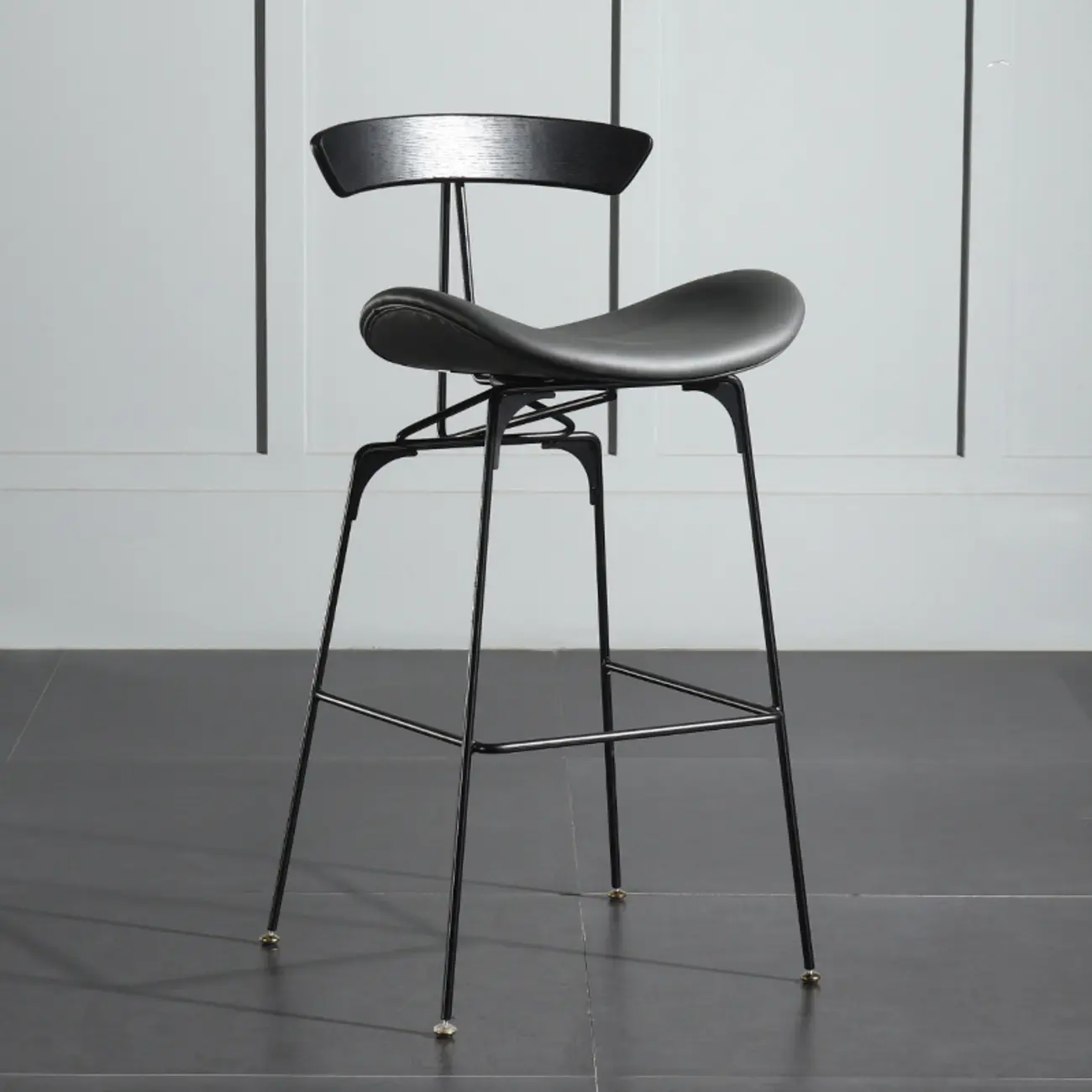 Modern Saddle Genuine Leather Low Back Bar Stool