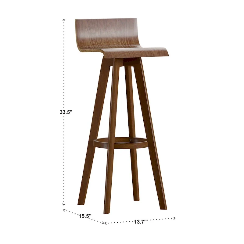 Ellery Mid-Century Modern Swivel Wood Stool (Set of 2) iNSPIRE Q Modern