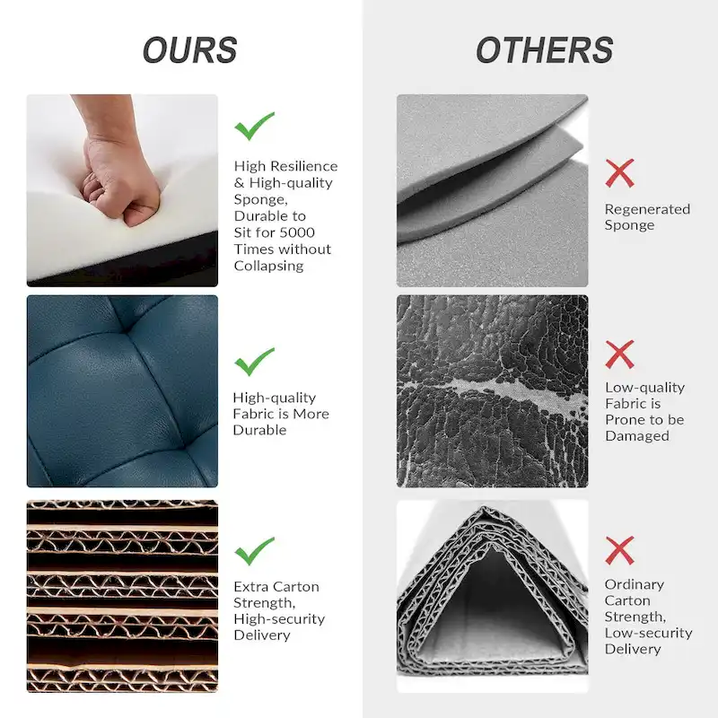 Genuine Leather Tufted Bench with Solid Wood Base