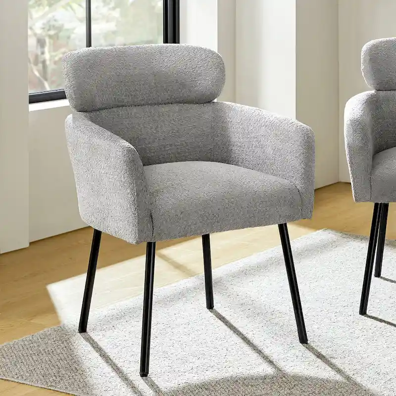 Amos Modern Boucle Dining Chair with Adjustment Feet