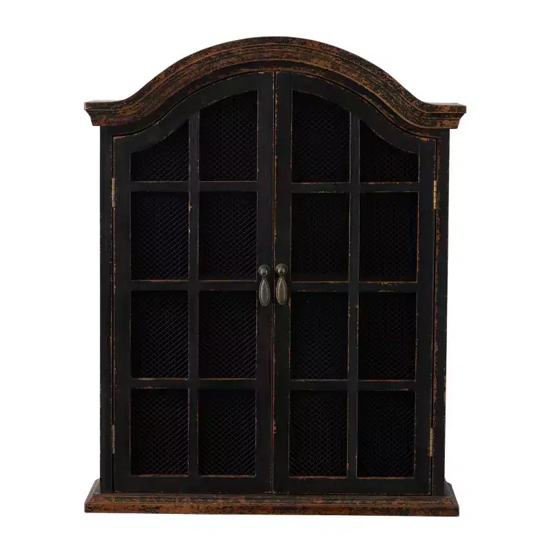 28x22 Traditional Wood Wall Shelf with Arched Shutter Doors - Olivia & May