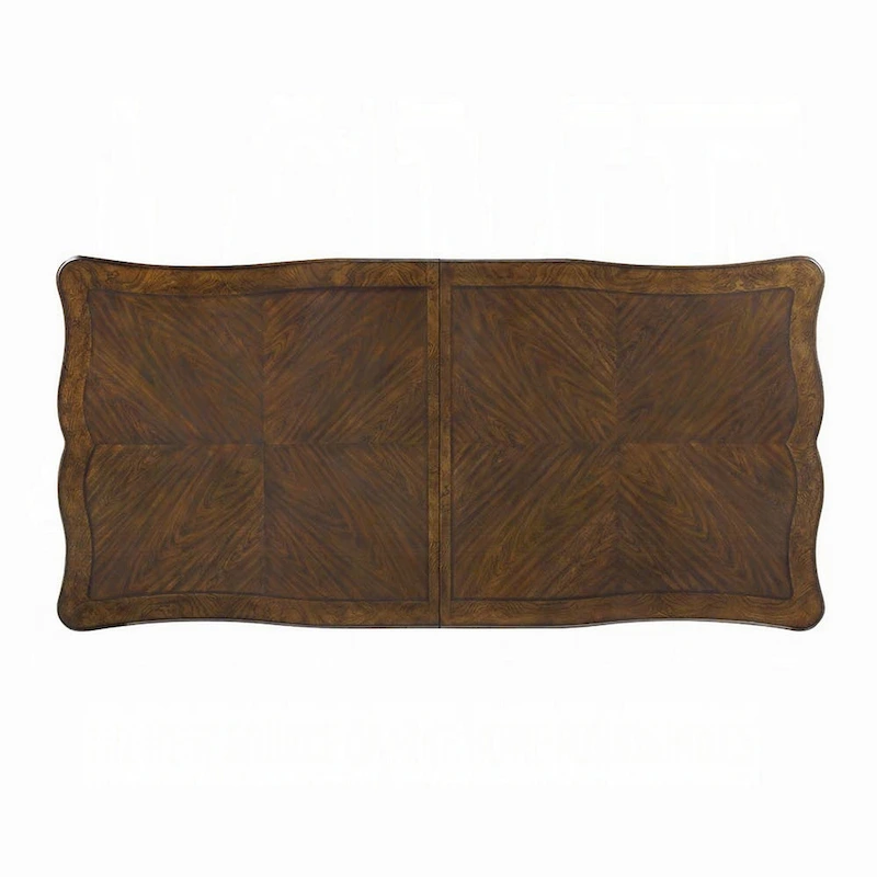 Maver Dining Table, Carved Silver Trim 90-114 Inch Classic Antique Oak