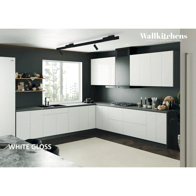 White Gloss Kitchen Base Cabinet 11Ft Wide (130x130)