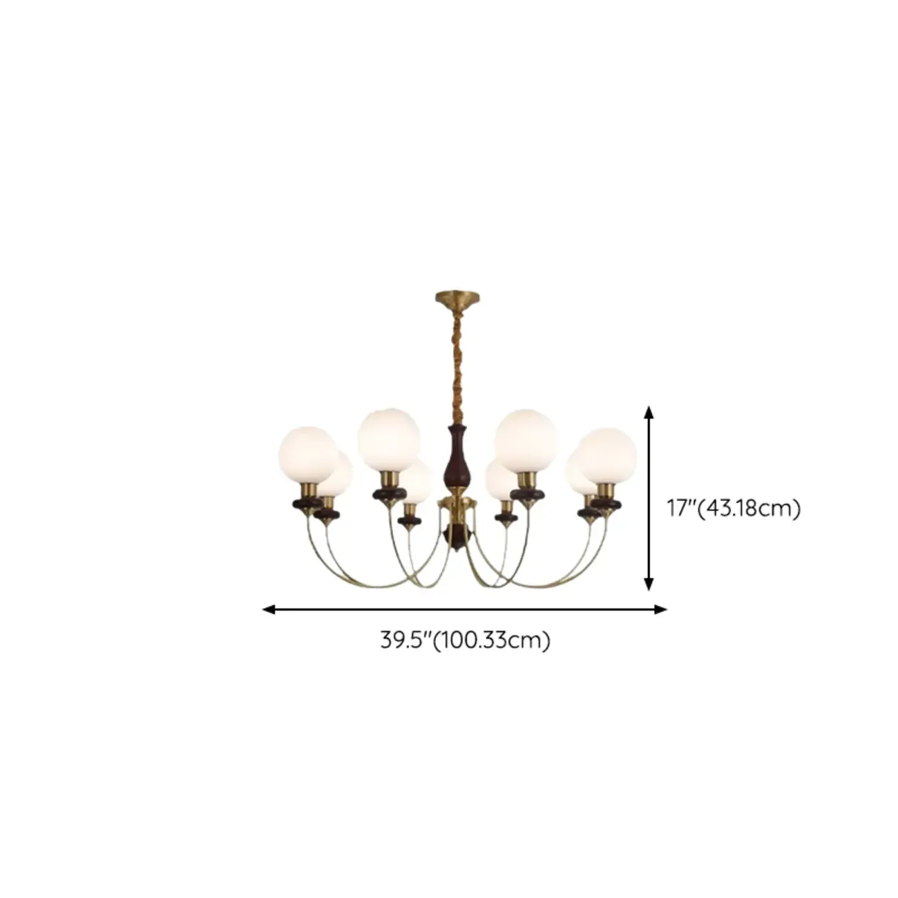Gold Classic Globe Glass Chandelier Height Adjustable