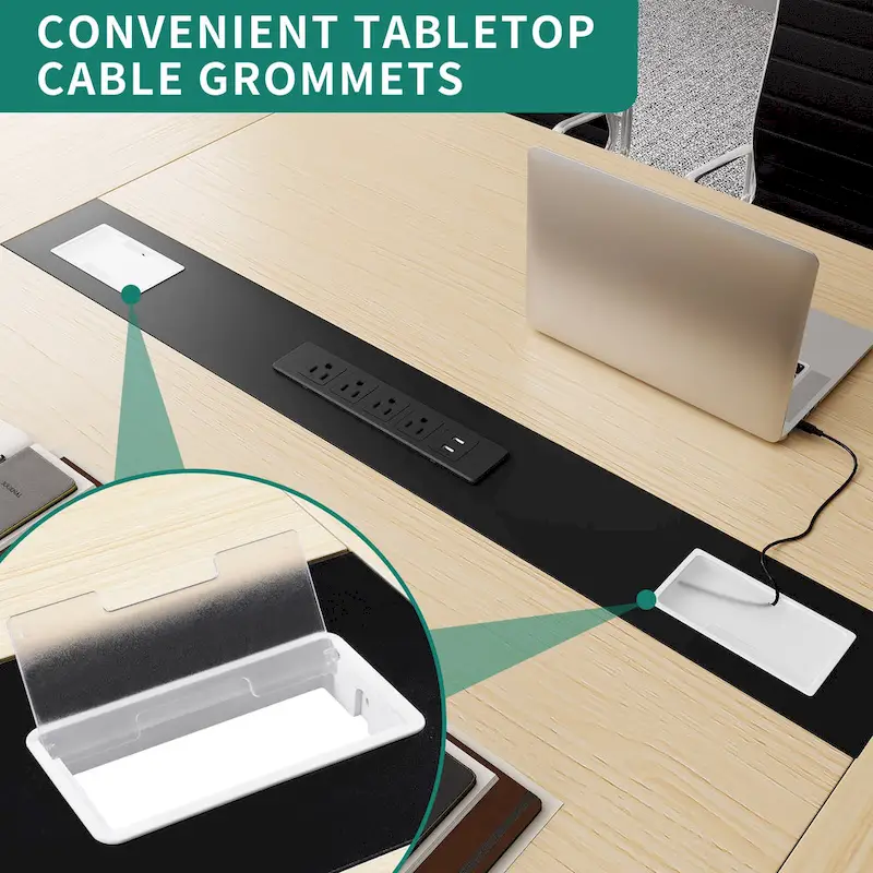 Moasis 6FT/8FT Conference Table Boat Shaped Meeting Table with Rectangle Grommet