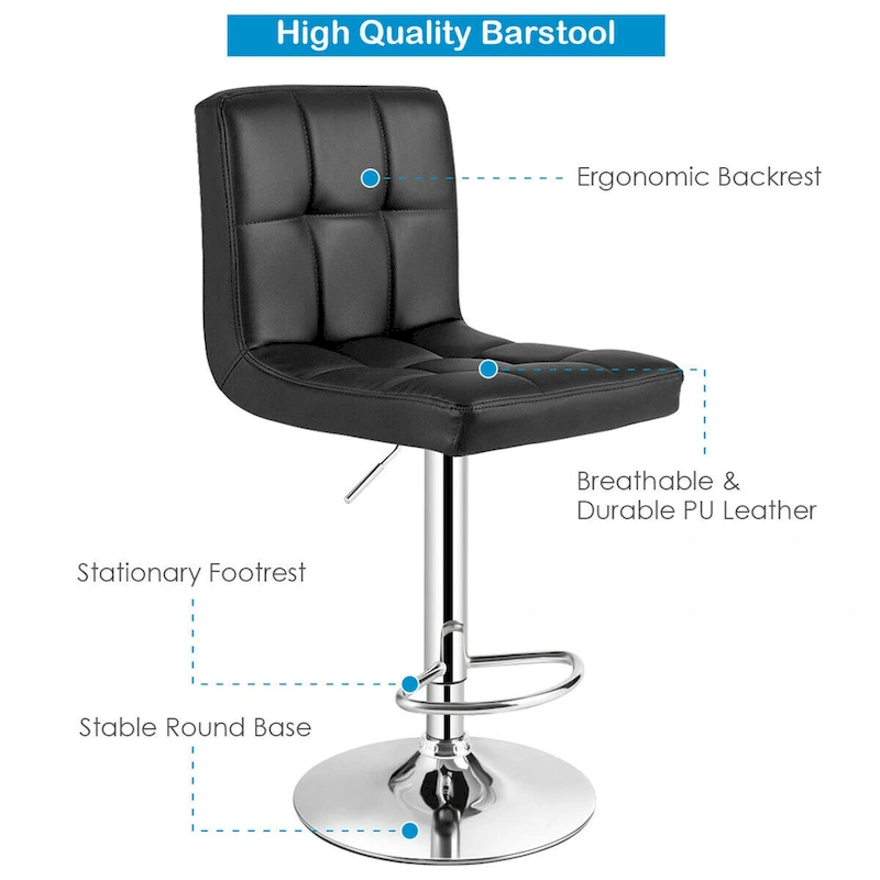 Gymax 3PCS Pub Table Set 24 Round Bar Table & 2 Adjustable Bar