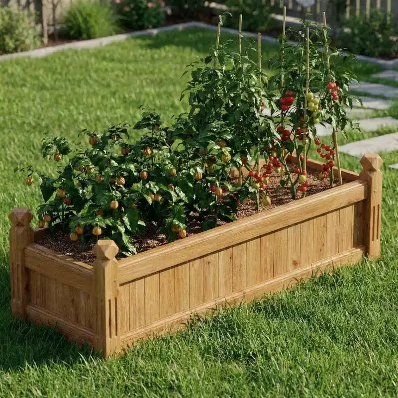 43.5 Solid Wood Raised Garden Bed, Elevated Rectangular Growing Box for Porch Vegetables & Flowers