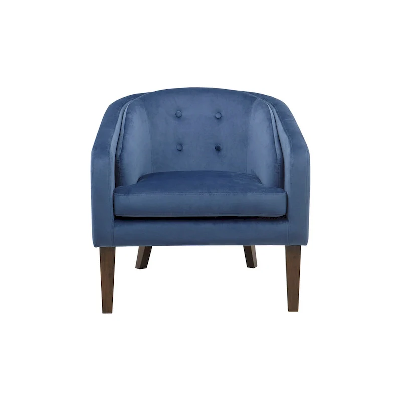 Blue Upholstered Tufted Mid-Century Accent Chair