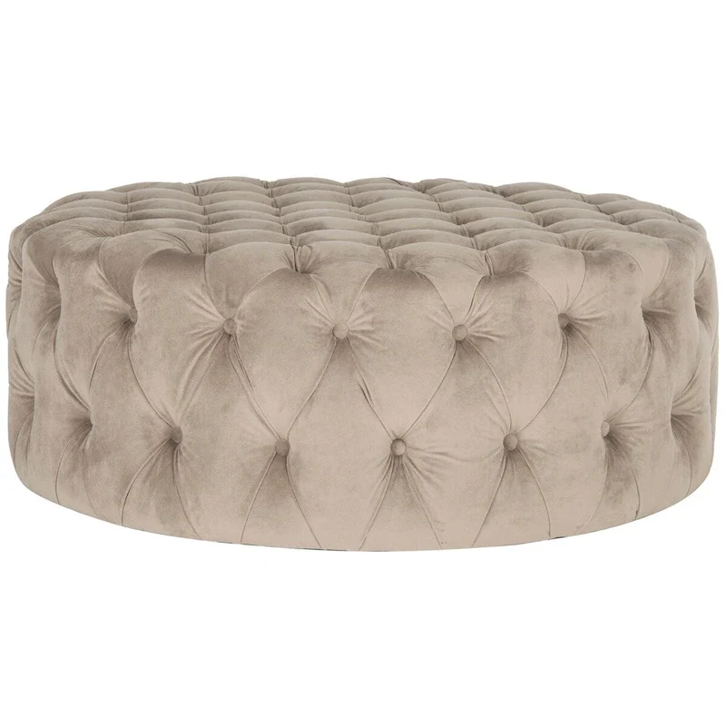 Round Tufted Ottoman | Linen | Multi-Color