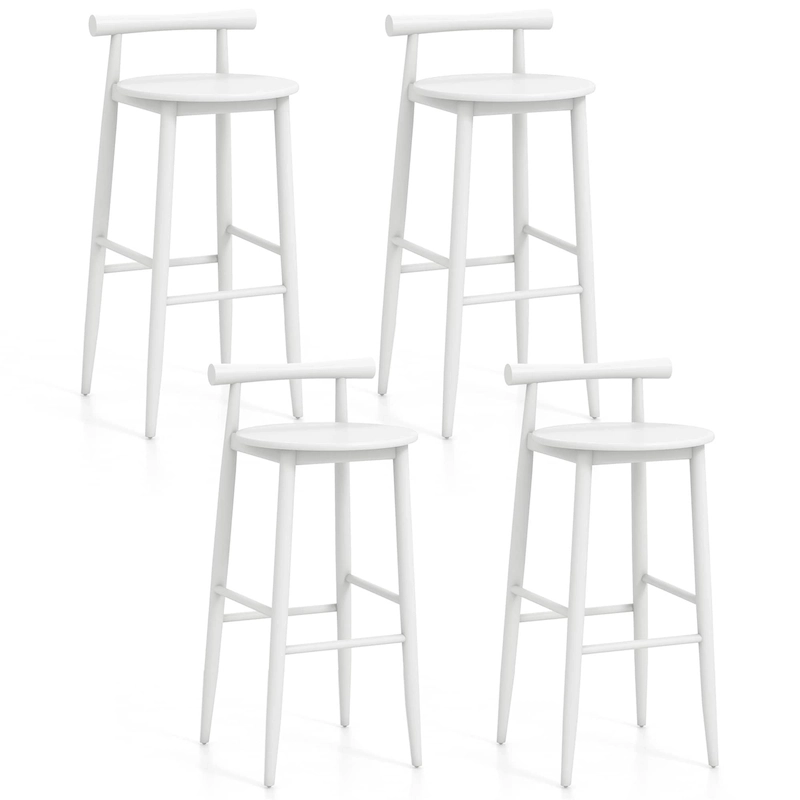 Gymax Bar Height Stools Set of 4 Bar Chair w/ Acacia Wood Frame
